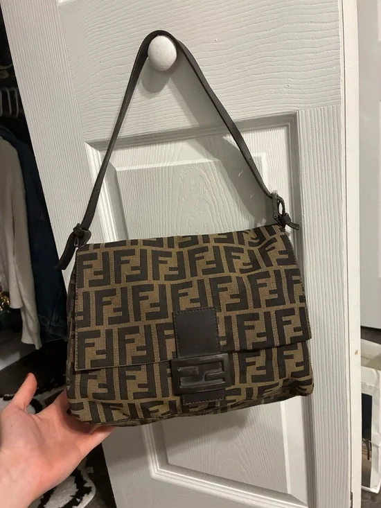 Fendi Brown and Dark Brown FF Canvas Messenger Bag - Picture 1 of 17